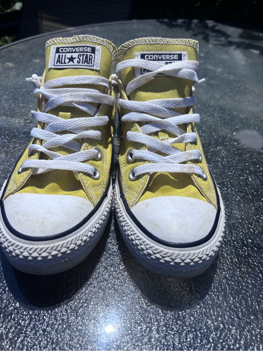 Converse Yellow High Top Sneakers with White Laces  Womens 9 Men’s 7
